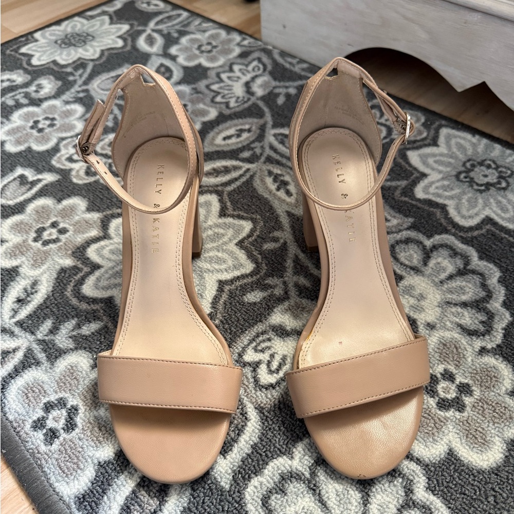 Kelly & Katie Nude Block Heel Sandals